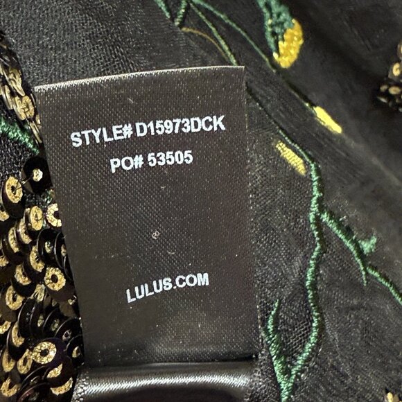 Lulus Mini Dress Womens L Black Rue Floral Embroidered Sequin Sleeveless Bodycon - Picture 9 of 10